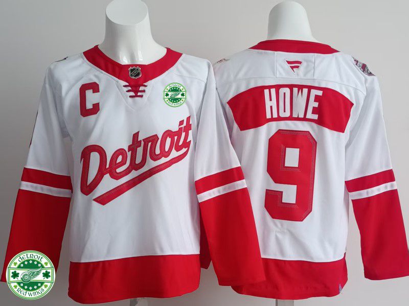 Men Detroit Red Wings #9 Howe White 2025 Fanatics Home Premium NHL Jersey style 4->detroit red wings->NHL Jersey
